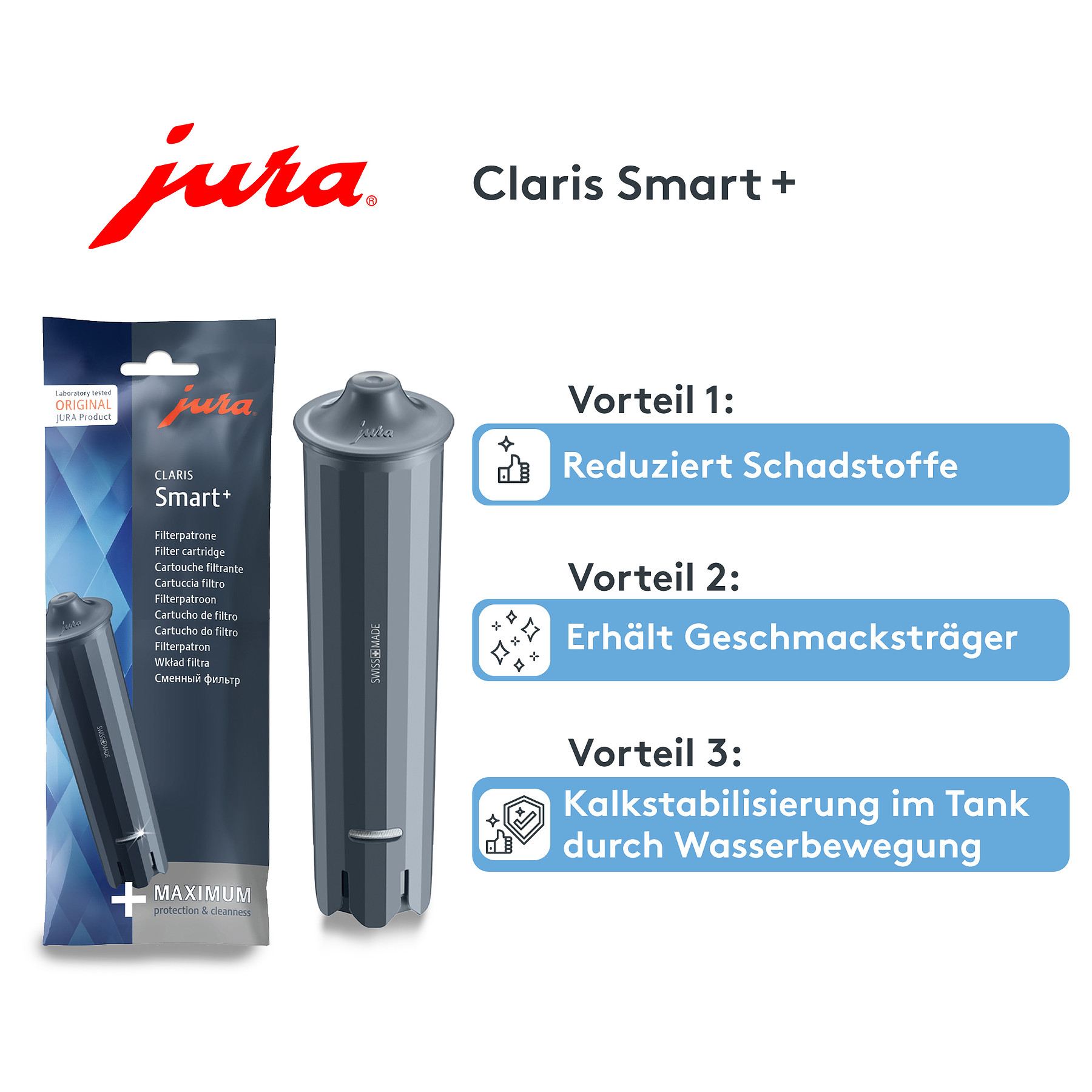 3 Cartucce Filtranti Jura Claris Smart+ Originali – 71793, Adatte A Tutte Le Serie (D, E, Ena, J, S, Z)